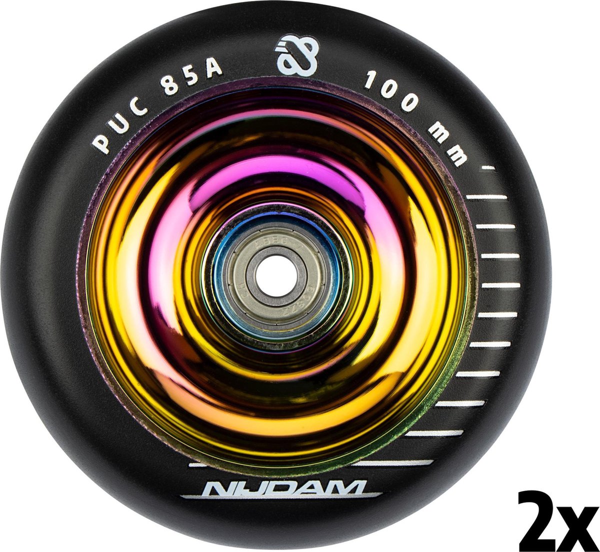 Nijdam Stuntstep wielen set - 100 X 24 mm - Full Neo Chrome - 2 Stuks