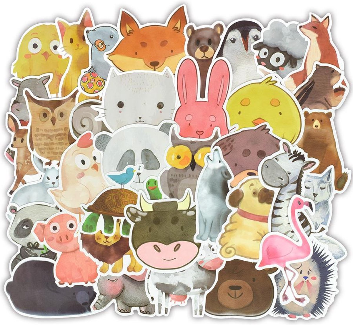 Sticker set voor laptop of andere voorwerpen - Stickerset van 50 stuks - Cartoon diertjes - Voor dieren liefhebbers