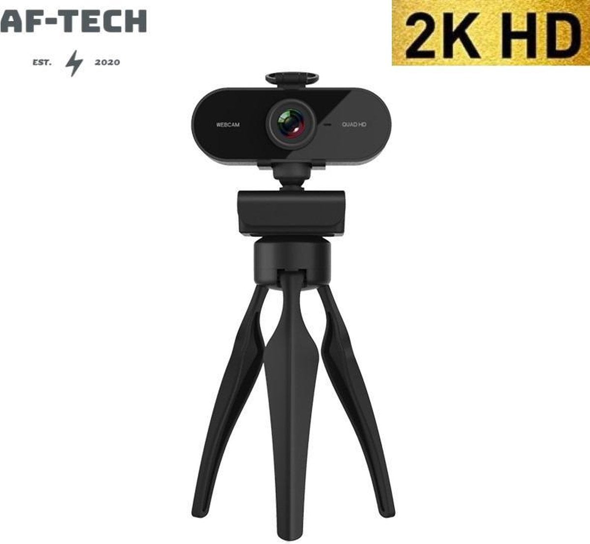 Webcam voor pc 2K + Gratis webcam cover + Gratis Tripod - Met ingebouwde microfoon - 4MP - 25 FPS