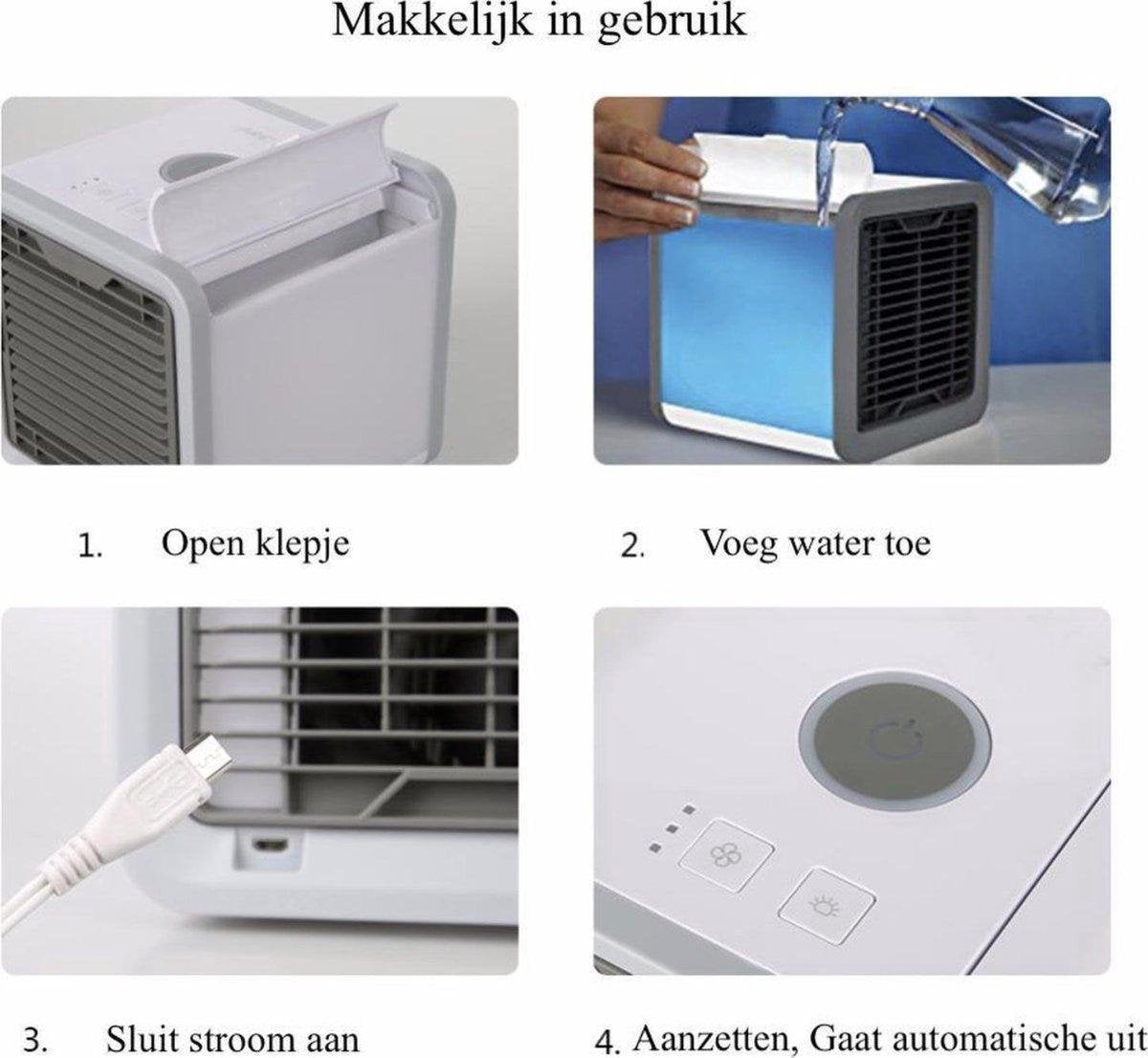 USB Ventilator | Aircooler | Luchtbevochtiger | Diffusor | Ventilator | Nachtlamp LED met 7 kleuren | Watertank inhoud 320ml | 3 verschillende standen