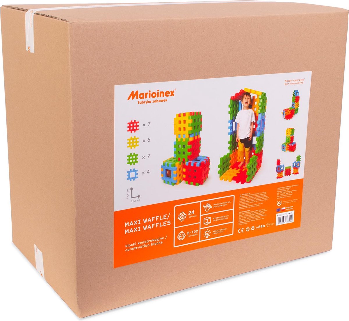 Marioinex - Speelgoed - Wafels - Maxi XL blokken - grote wafel blokken - 24 stuks - 31