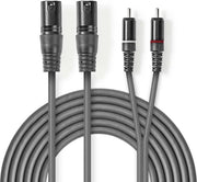 XLR-Audiokabel | 2x XLR 3-pins male - 2x RCA male | 3