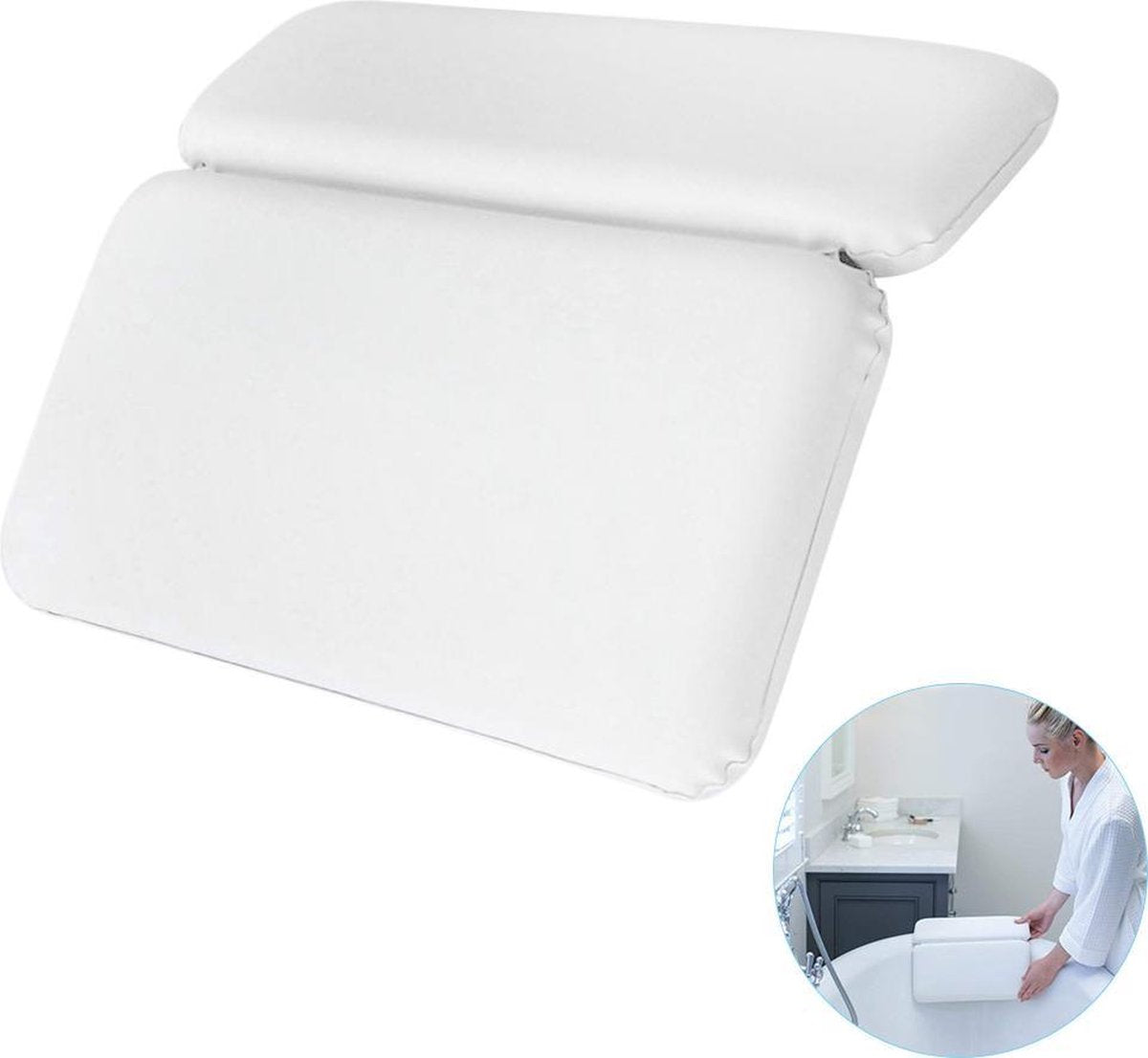 Homèlle Badkussen - Anti slip zuignappen - Wit - Badkamer accessoires - Orthopedisch hoofdsteun - Nekkussen - Waterdicht