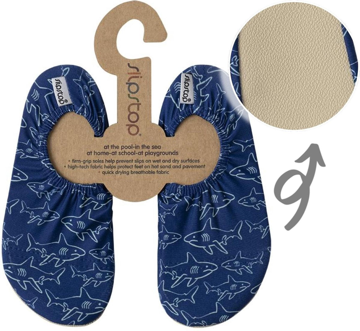Slipstop Waterschoen Kinderen / Zwemschoenen / Zwemslof / Antislip Schoen / Gymschoen - Jongen - Bull Shark Blauw / Haaienprint INF 18/20