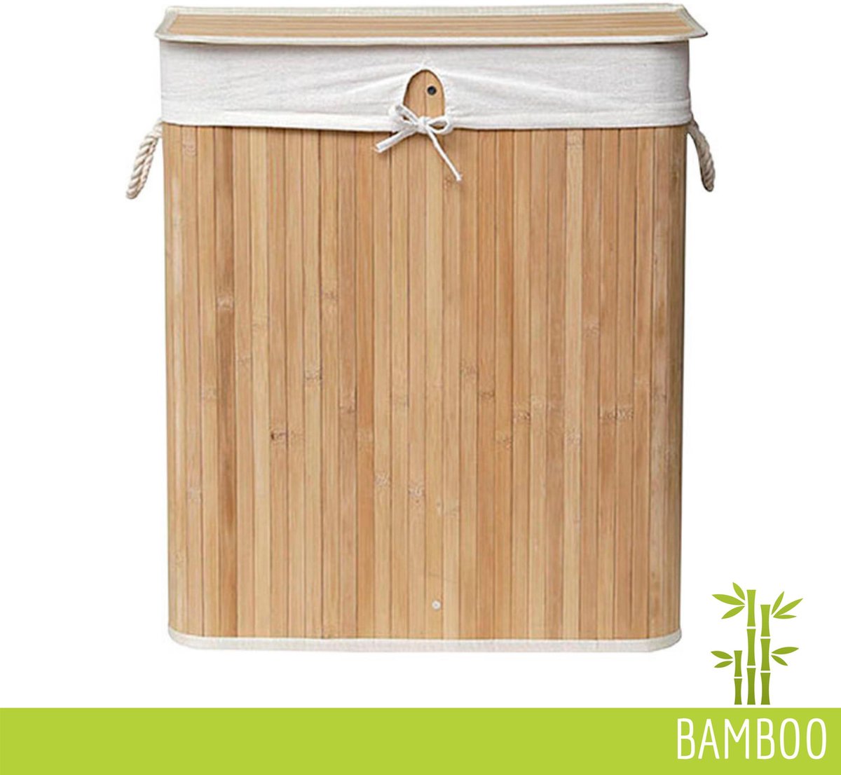 Bamboo wasmand 105L - Luxe wasmand - Wassorteerder - Bamboe - XL - Inclusief zak - Natuur