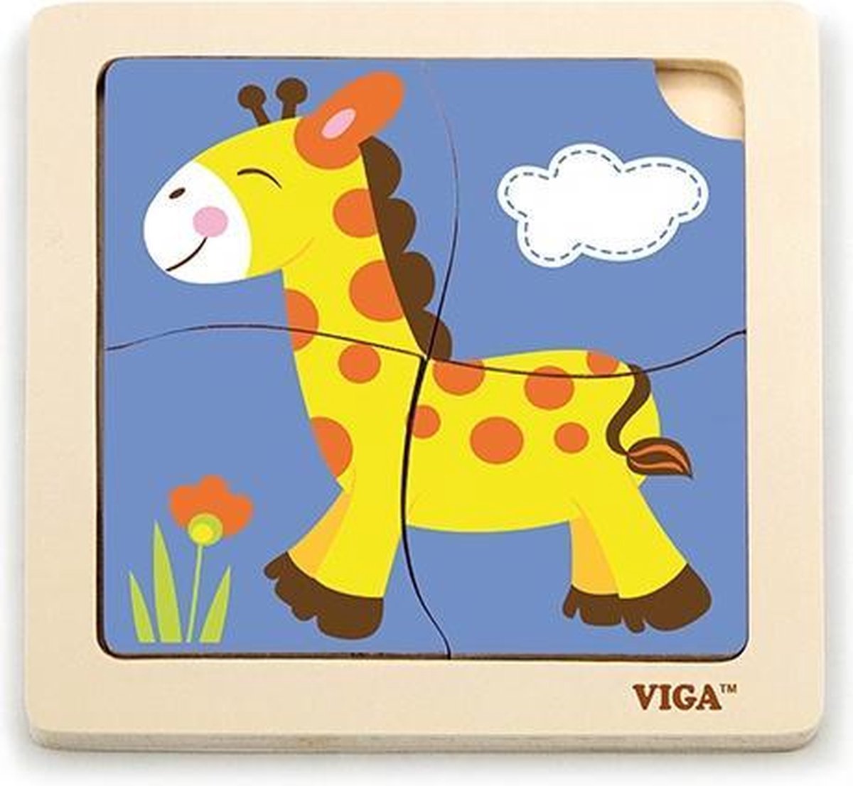 Viga Toys Legpuzzel Giraffe Junior 15 Cm Hout 4 Stukjes