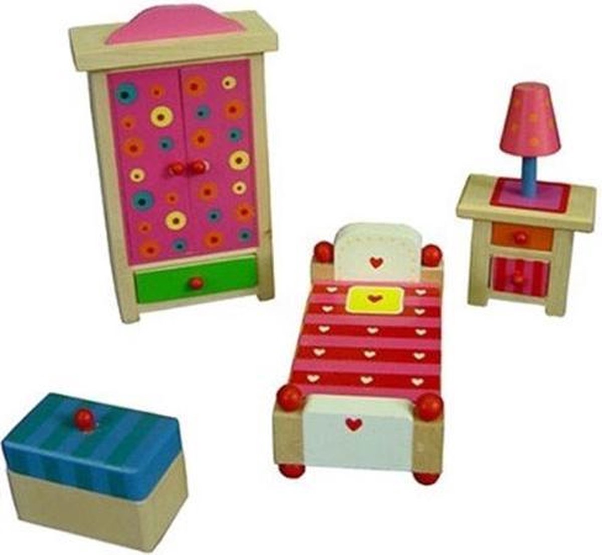 Charls Toys houten poppenhuis meubeltjes kinderkamer