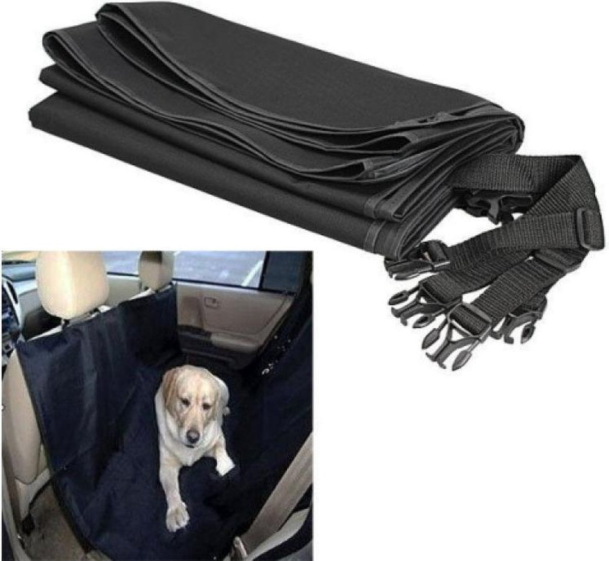 Waterafstotende autohoes voor hond - Beschermhoes auto - Honden deken - Hondenkleed - Achterbank en Kofferbak - 125 x 144 cm zwart
