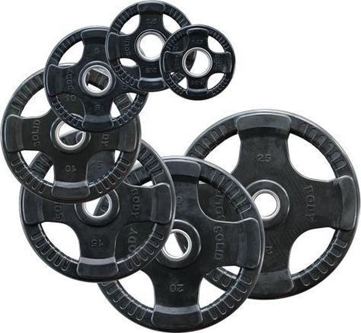 4 Grip - Rubberen Olympische Grip Halterschijf - Per stuk - 25 kg Halterschijf - Zwart - 50mm