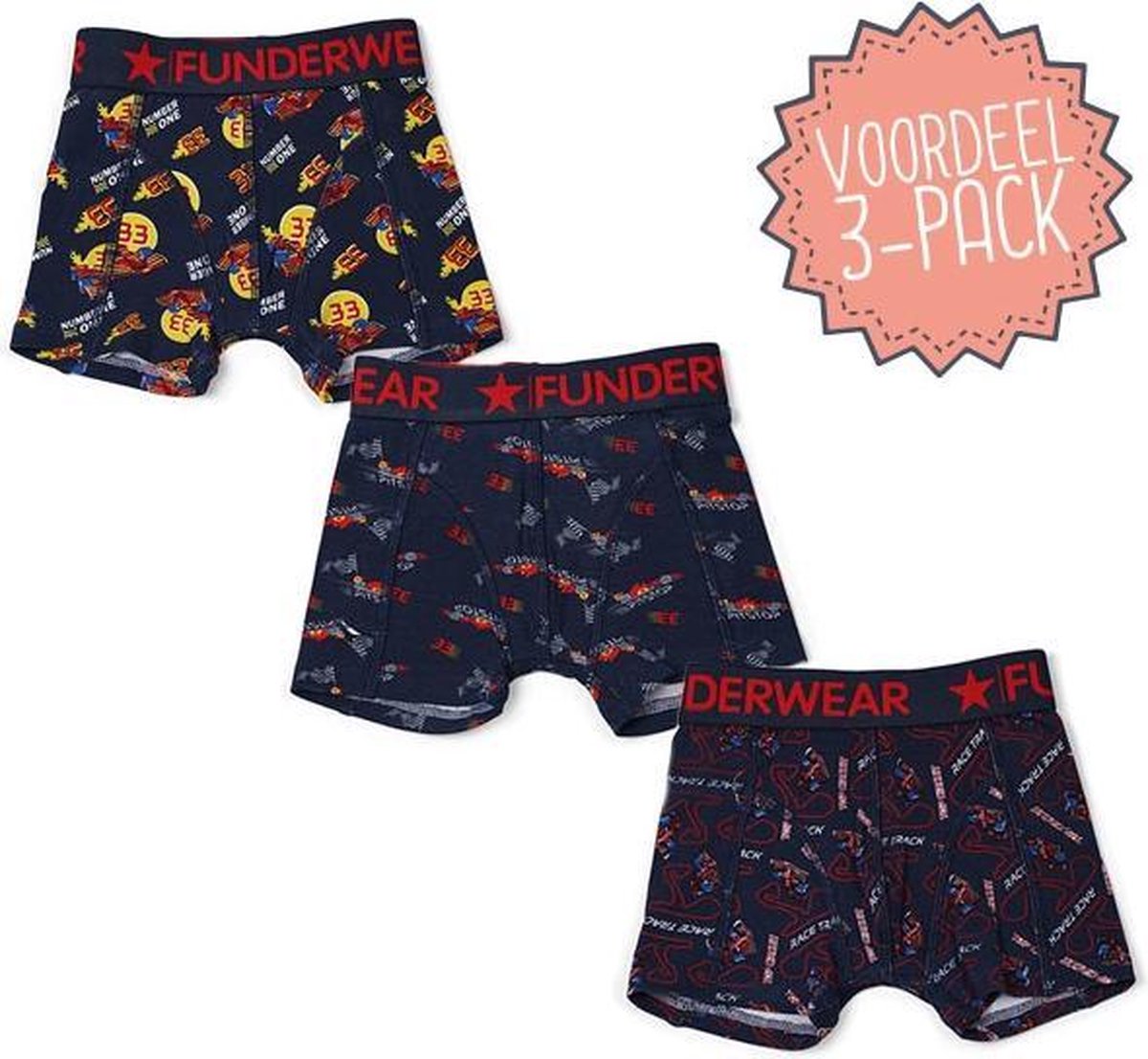 Kinderondergoed Funderwear - Boxer Voordeelset 3st - Navy Blauw - Maat 164 - Jongens