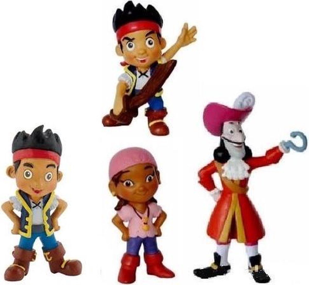 4 Disney Speelfiguurtjes Jake en de Nooitgedacht piraten incl. kapitein haak (6-10 cm)