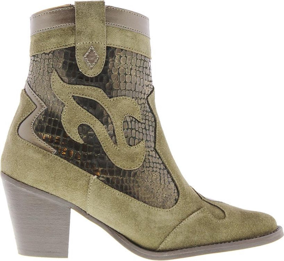 Tango | Ella western 24-b khaki leather/suede western boot - dk brown heel/sole | Maat: 41