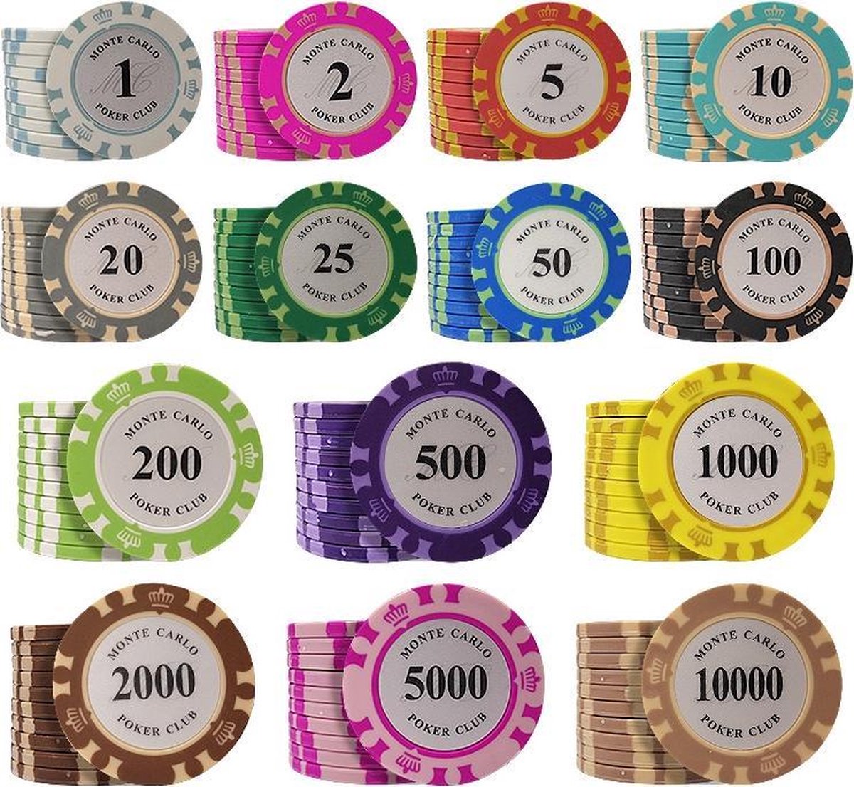 50 stuk Professionele Upscale Klei Casino Texas Poker Chips 14G waarde 1 2 5 10 20 met Chipstandaard en Dobbelstenen