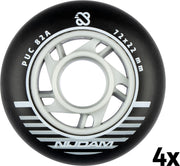 Nijdam Inline skate wielen - 72x22 mm - 85A - 4st - Zwart/Zilver/Wit