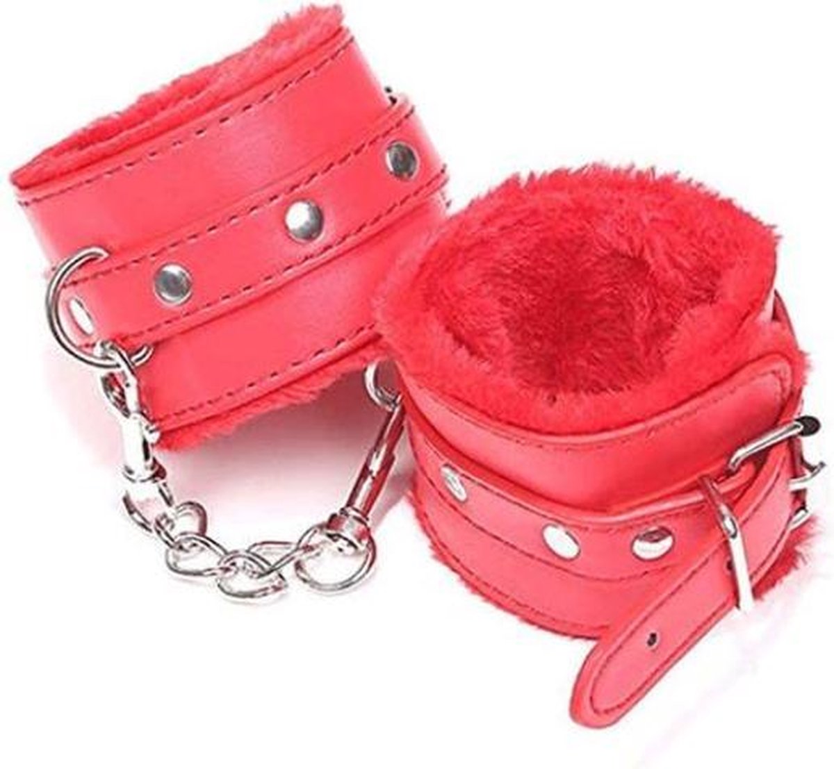Handboeien rood imitatie leder en pluche