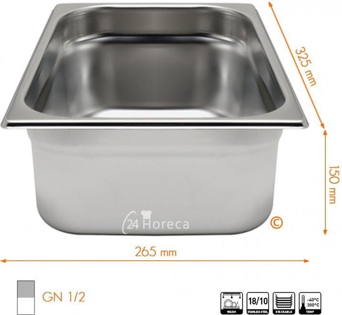 Gastronormbak Profi Line 1/2 150mm