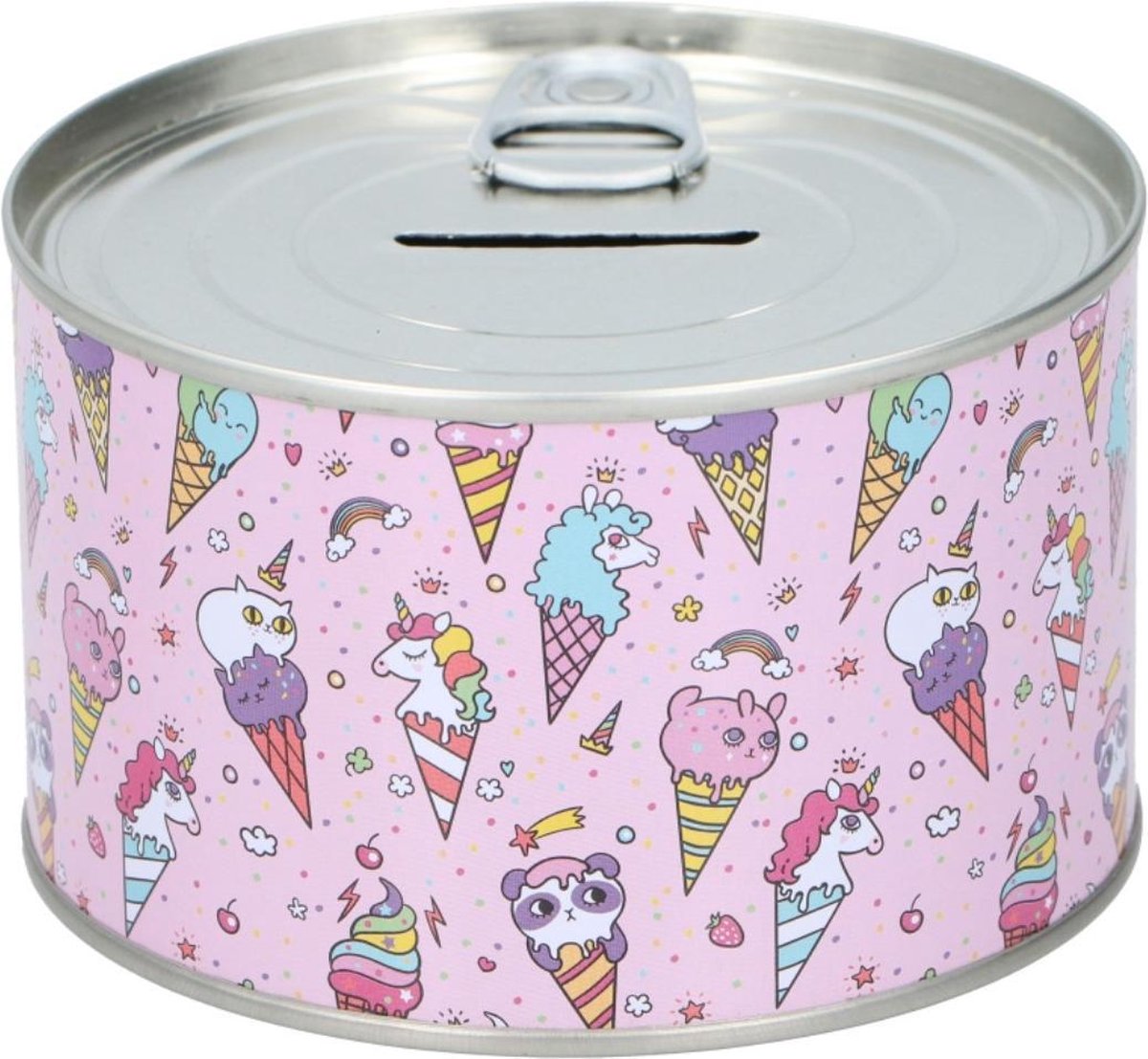 Tom Spaarpot Blik Junior 10 Cm Staal Roze