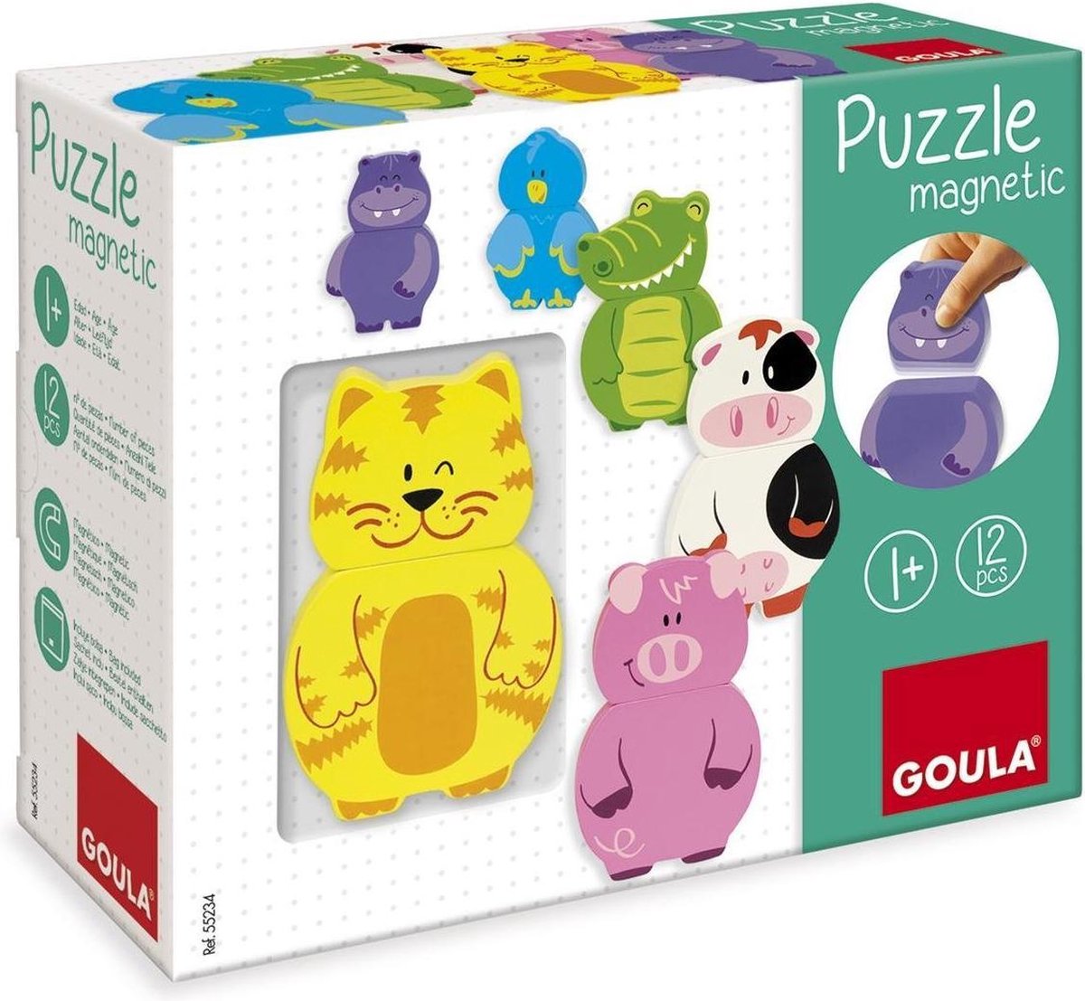 Goula Houten Puzzel - Boerderijdieren - Magnetisch - 9 Stukjes