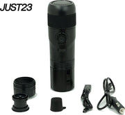 JUST23 Portable koffiezetapparaat voor in de auto - Koffiezetapparaat met Thermoskan - Travel mug - filterkoffie - bonen en koffiecapsules -  Zwart