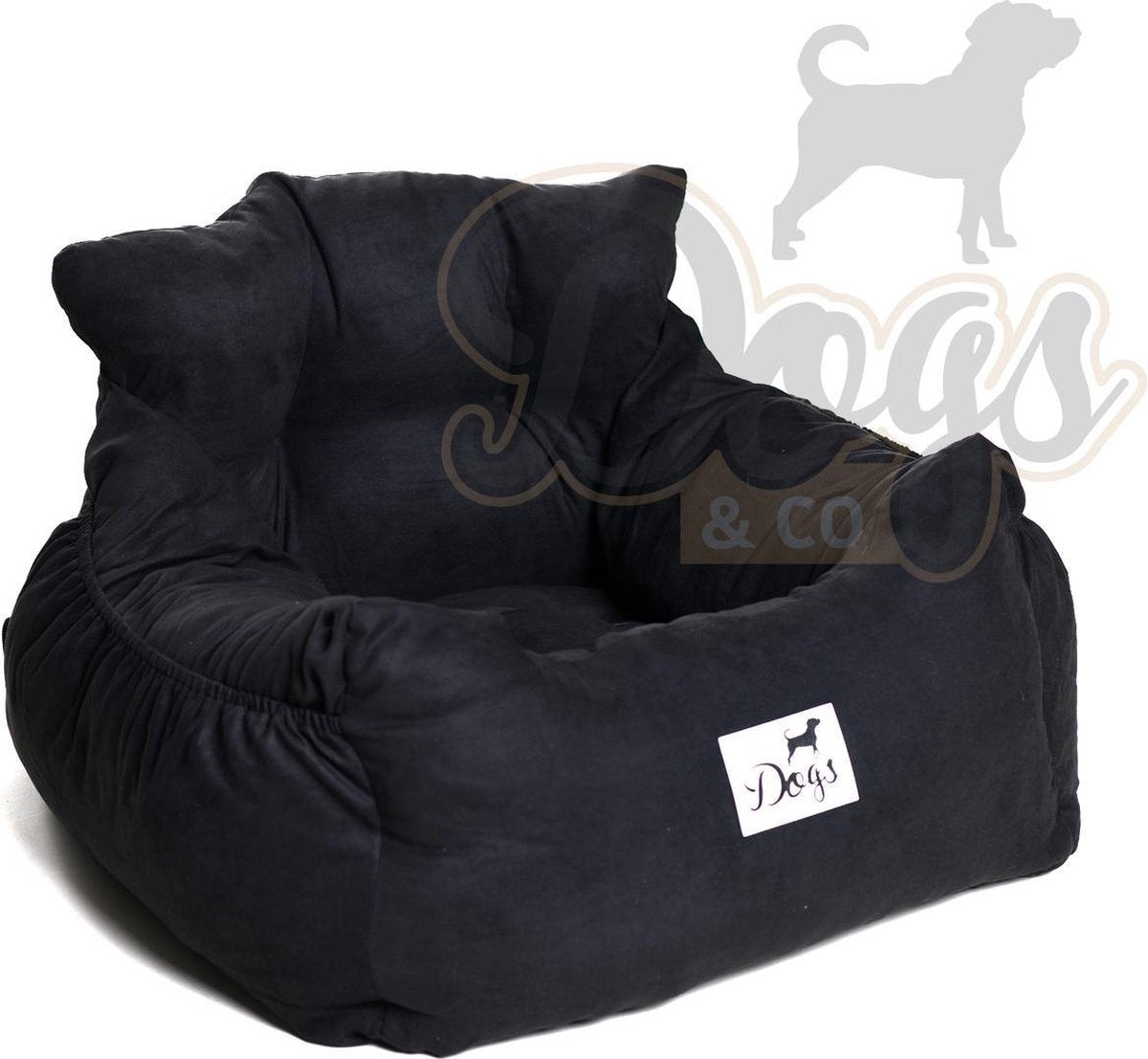 Dogs&Co  Honden autostoel Royal Zwart - Zeer luxe hondenmand voor in de auto - Comfortabele honden autozitje - Zwart kleurig en zeer makkelijk schoon te maken - veilig auto bench voor puppy en/of hond