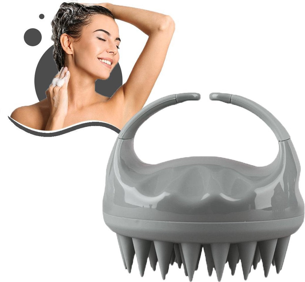 JOLTIA SH1 - Siliconen Haarborstel - Shampoo Brush - Hoofdhuid Borstel - Massage Borstel - No Dandruff - Scalp Massager - Flaky Brush - Hair Brush - Hairbrush - Haarverzorging - Anti Roos - Haargroei - Gezonde Hoofdhuid - Scrub - Grijs