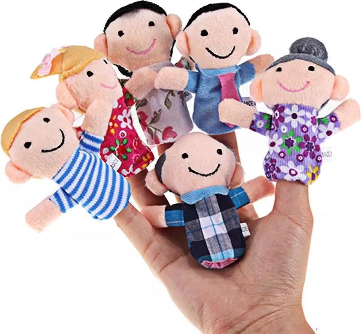6 stuks Vingerpoppetjes Familie – Familie Vingerpoppetjes -Finger puppets