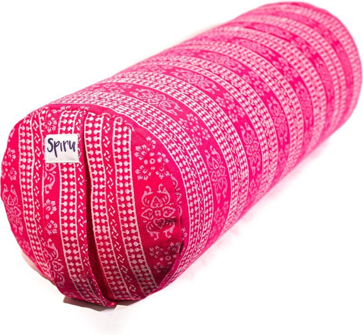 Bolster Rond Katoen – Blok Print – Roze