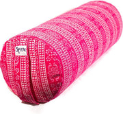 Bolster Rond Katoen – Blok Print – Roze