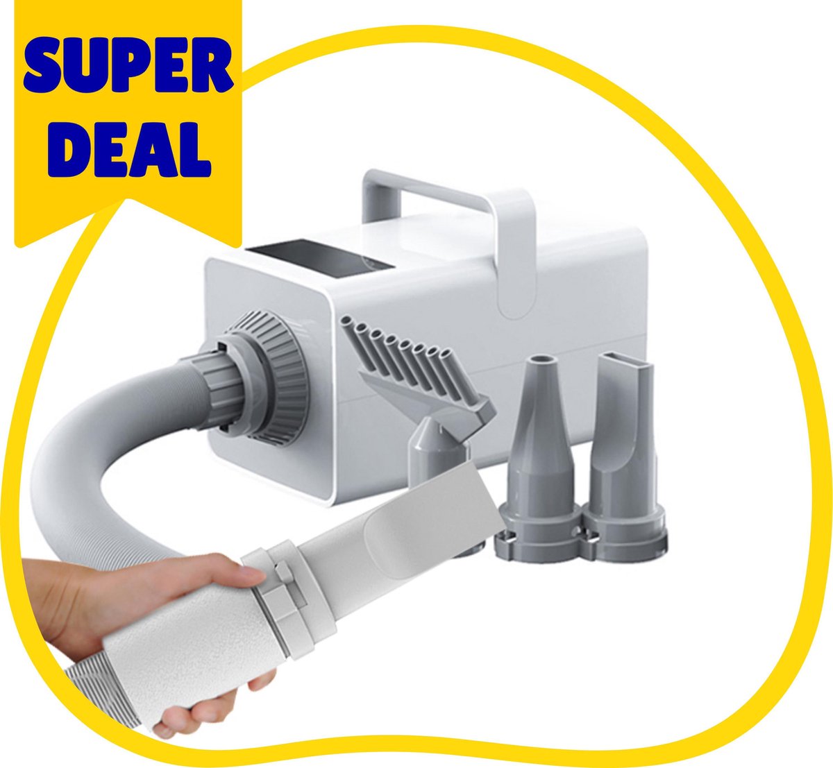 Professionele Hondenfohn - Waterblazer hond incl. 4 opzetstukken - 2200 watt - hond kat - trimsalon Fohn - Low noise - Digitaal touch screen - verstelbare blaaskracht en temperatuur