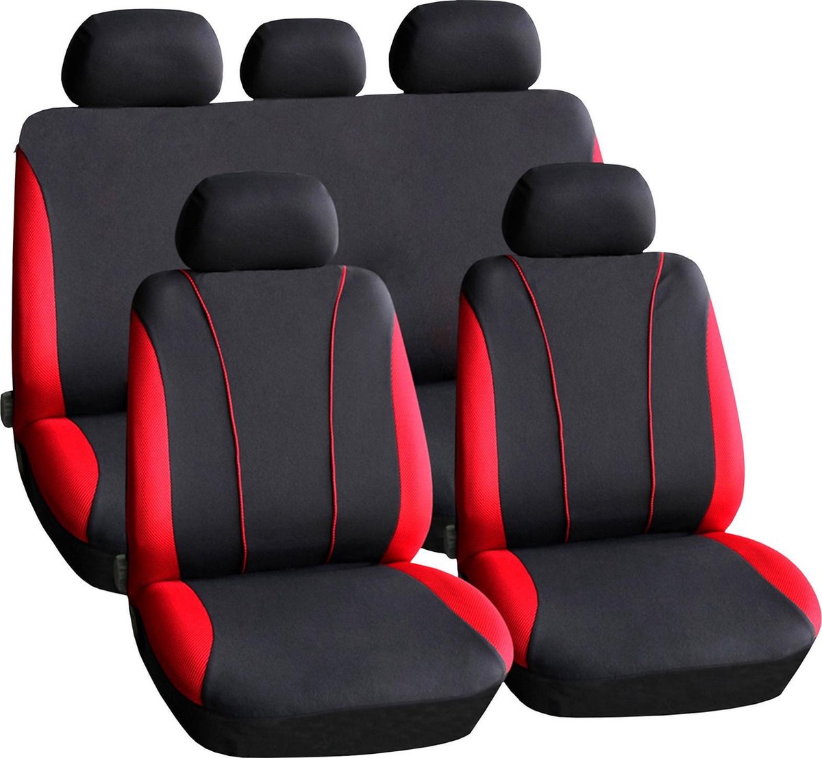 Universele stoelhoezen auto - Zwart/Rood - Stoelhoes voor in de auto - Complete set - Stoelhoezenset