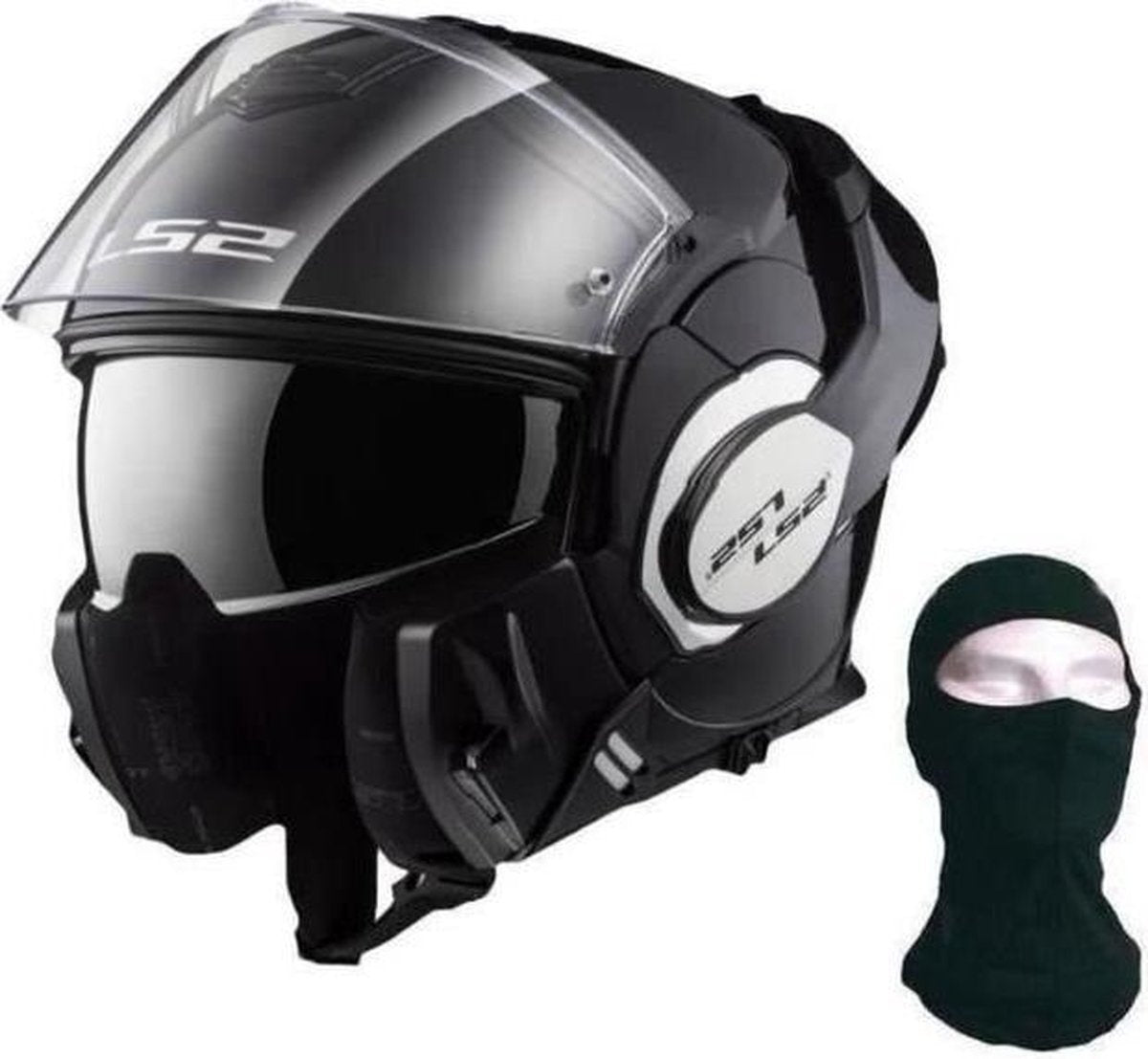 LS2 Valiant modulaire helm + bivakmuts - zwart patent