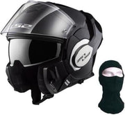 LS2 Valiant modulaire helm + bivakmuts - zwart patent