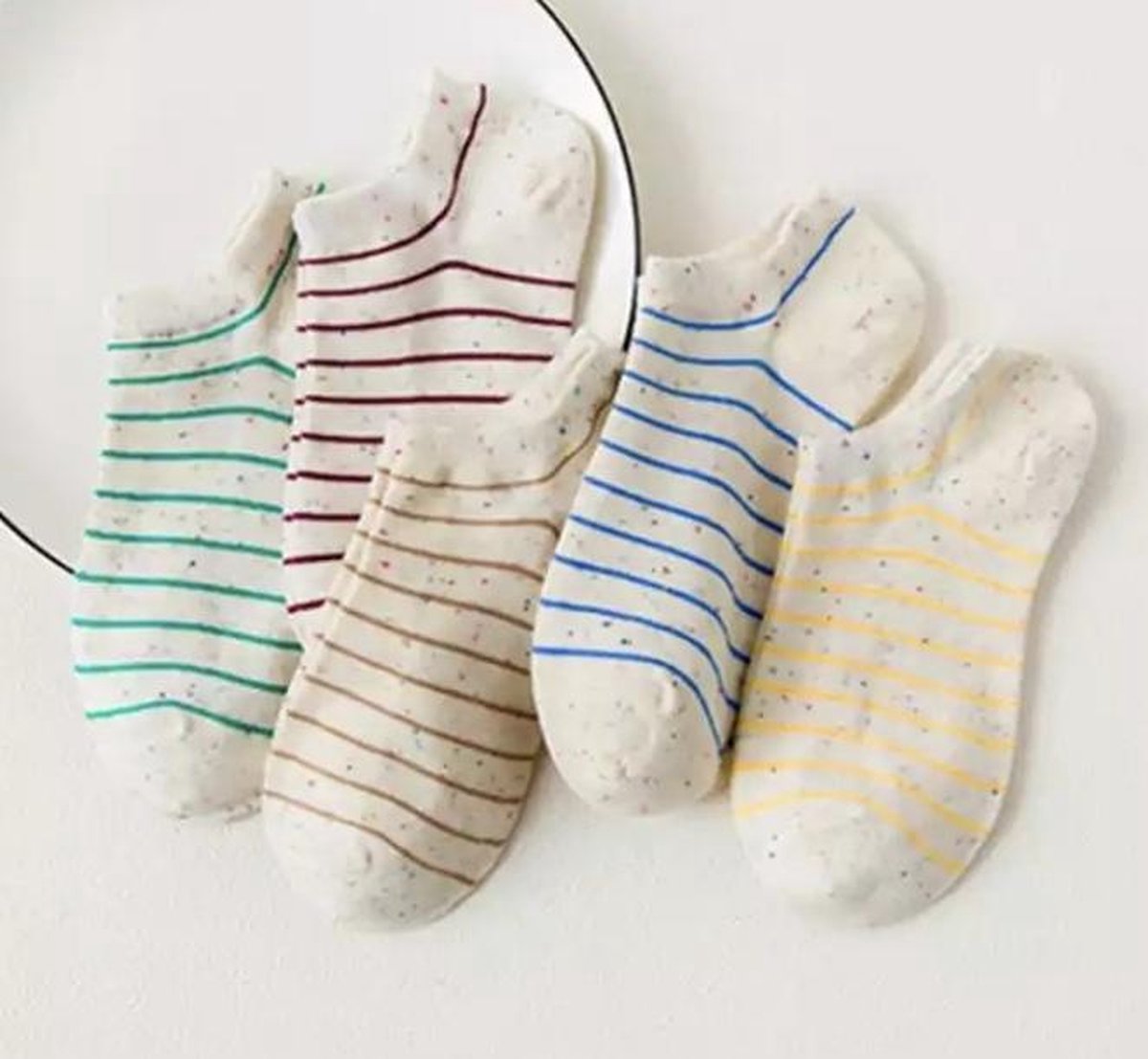 Kleurrijk set sokken - sokkenset van 5 paar - Enkelsokken - Unisex sokken - Multipack - Maat 36-41