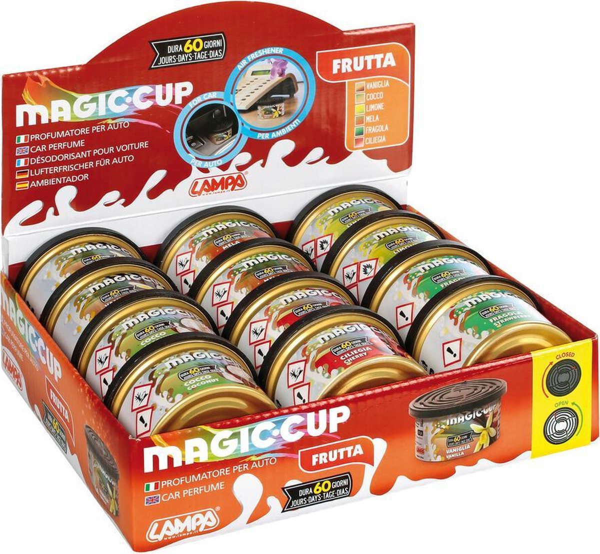 Magic Cup Autoparfum Mix Fritta 12 stuks Geurblikjes  (zelfde als california scents alleen geur anders )