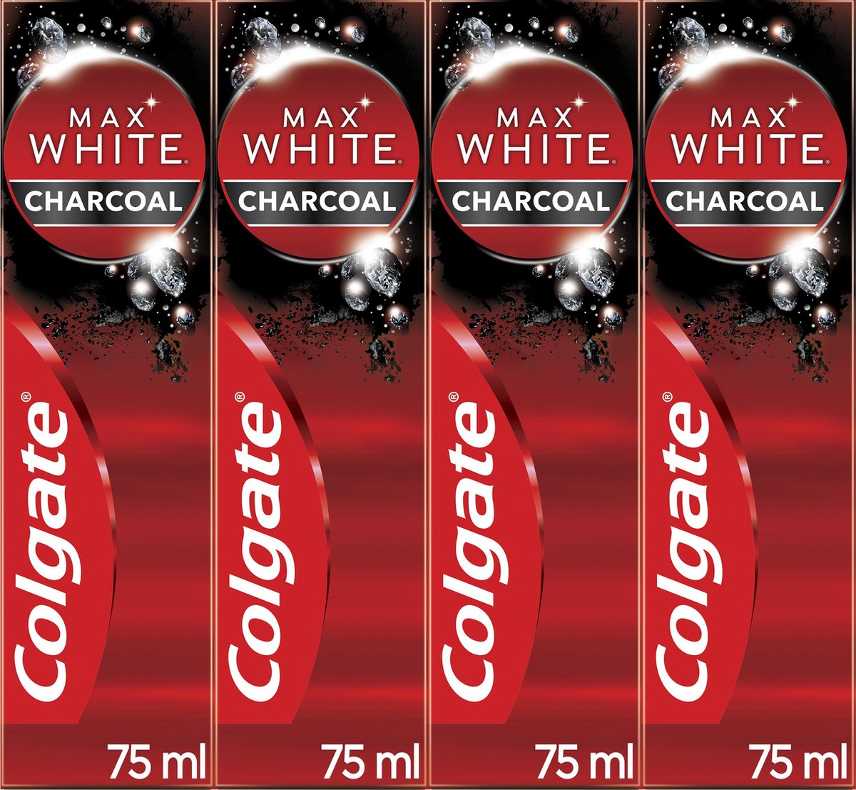 4x Colgate Max White Tandpasta Charcoal 75 ml