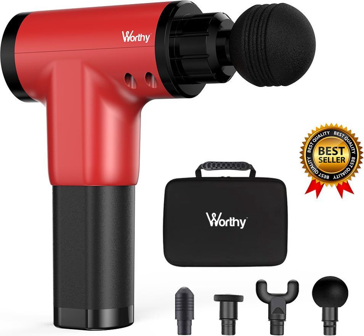 Worthy® - Massage Gun - Rood - Inclusief koffer
