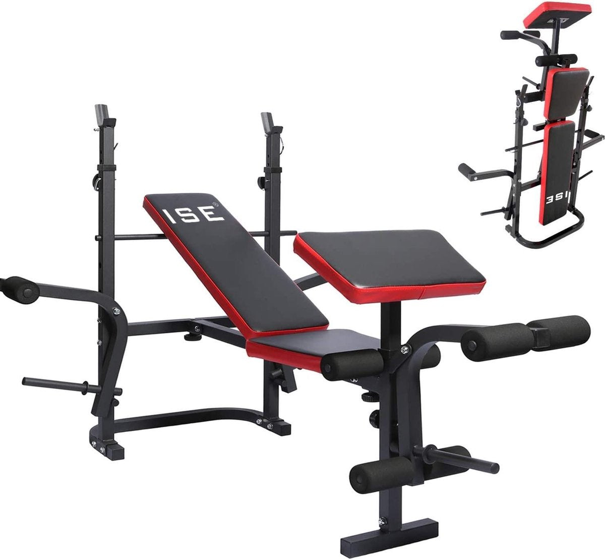 ISE SY-5430B Sportbank - Fitnessbanken - Opvouwbare multifunctionele halterbank Complete training Fitness Sport ABS
