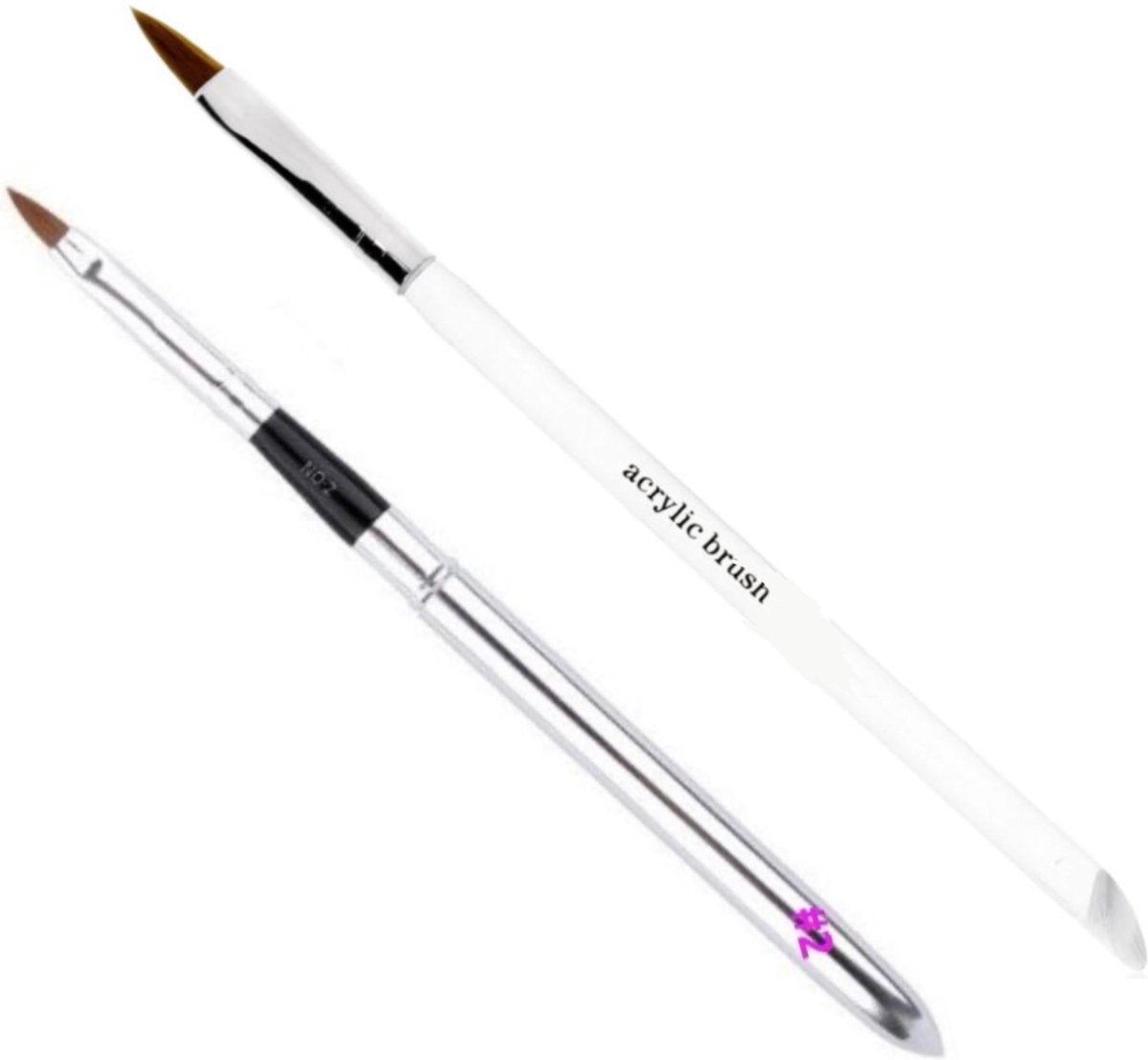 GUAPÀ - Acryl Penselen Duo Set Nr #2 & Nr #8 - High Quality & Echt Haar - Nagel Penselen