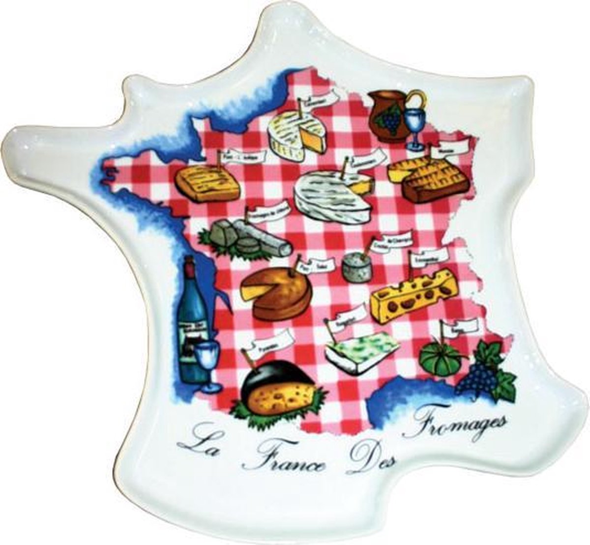 Homecookingchef - Kaasbord - Franse Kazen - Porselein - Vorm van Frankrijk - Gedecoreerd met Regionale Franse Kazen