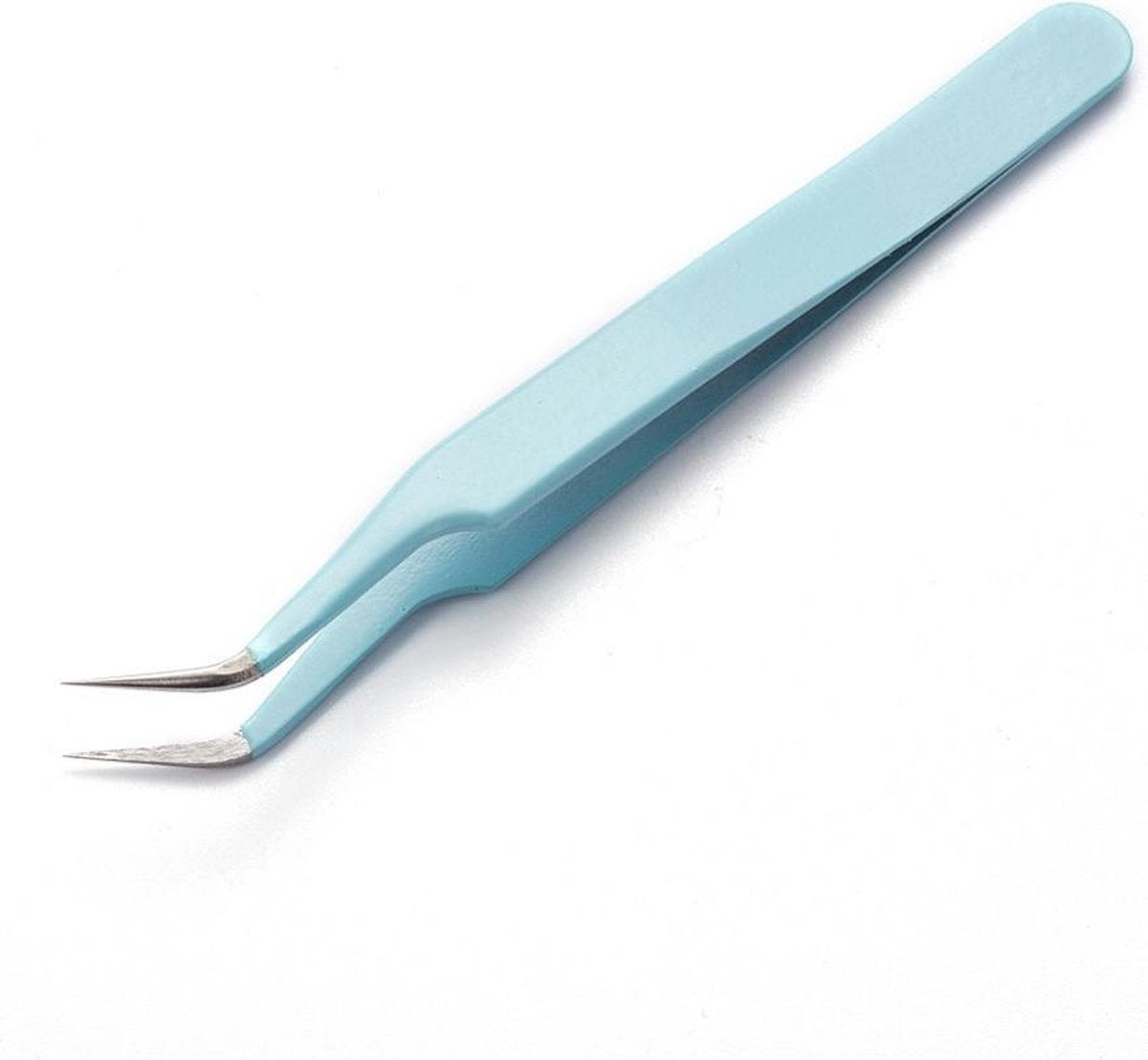 Pincet stainless steel turquoise gebogen