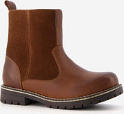 Groot leren jongens chelsea boots - Cognac - Maat 33