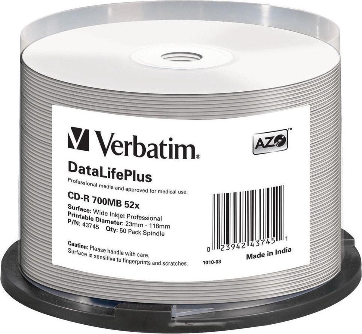 Verbatim CD-R AZO 700MB 52X SP PRINTABLE SURFACE - Rohling