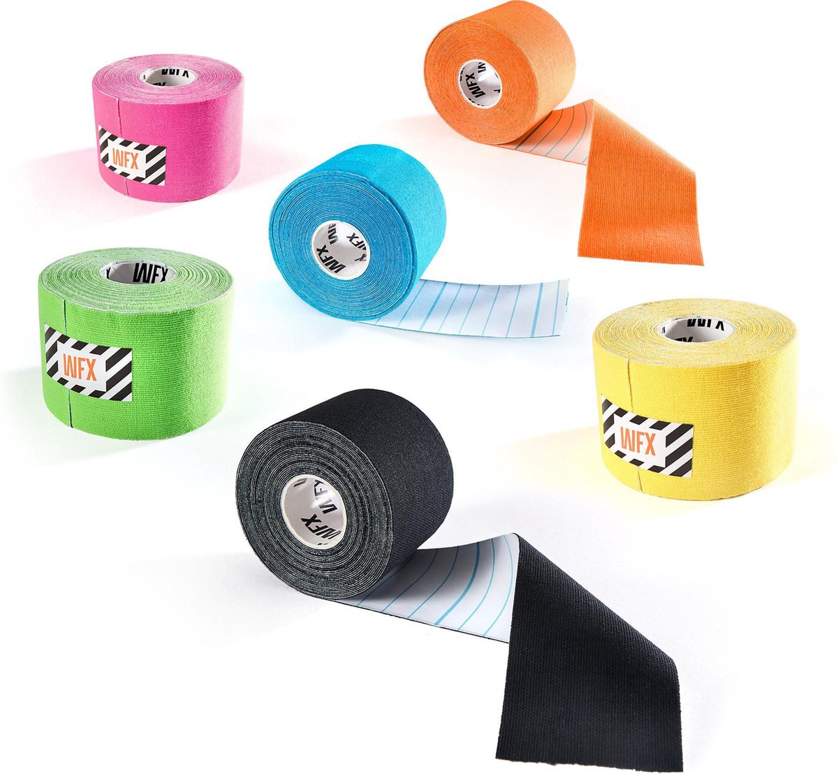 6x PREMIUM Kinesiologie Tape - Sporttape - 100% geweven katoen / waterbestendig - rollengte 5m
