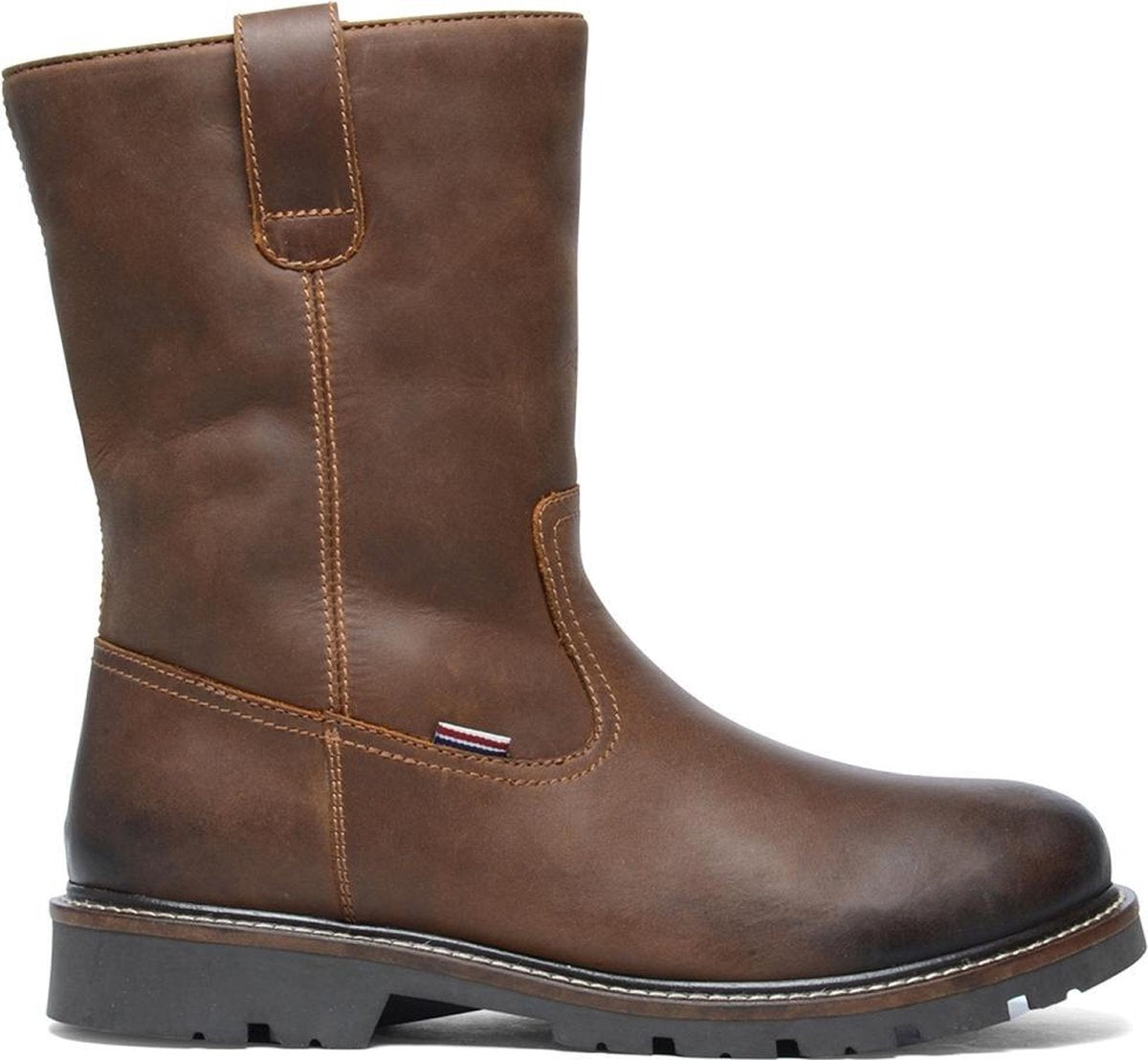 Manfield - Heren leren boots met imitatiebont - Cognac - Maat 42