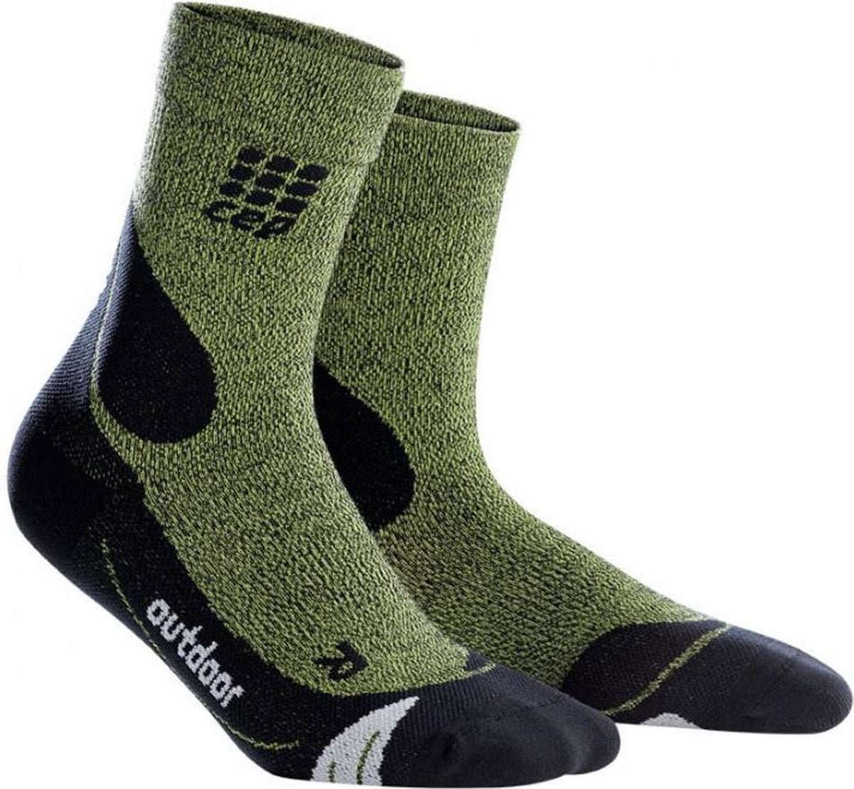 CEP Hiking Merino Mid-Cut Compressie Wandelsokken - Groen/Zwart - Dames (34-37)