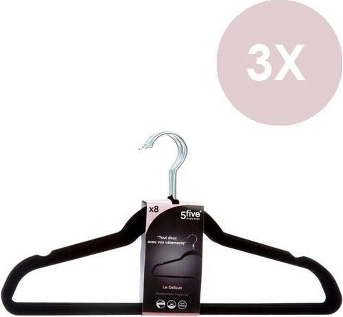 Kledinghanger Vilt/Broekhanger - Zwart - 24 stuks - L 44.5 x H 23 CM