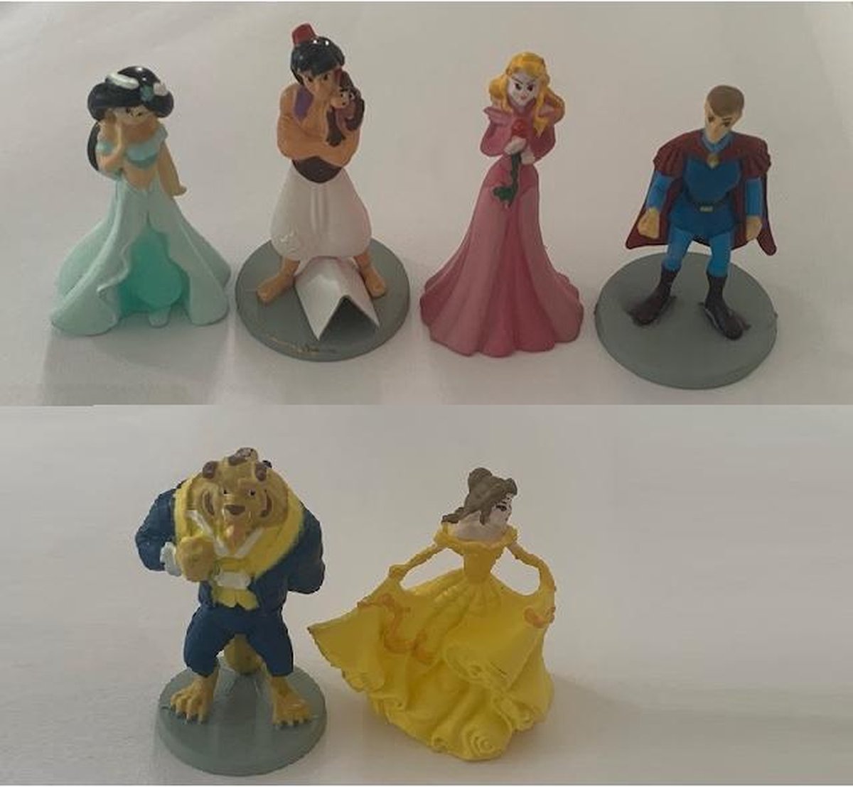 Disney mini taarttopper prinsen/ prinesessen set 6 stuks(+/-4