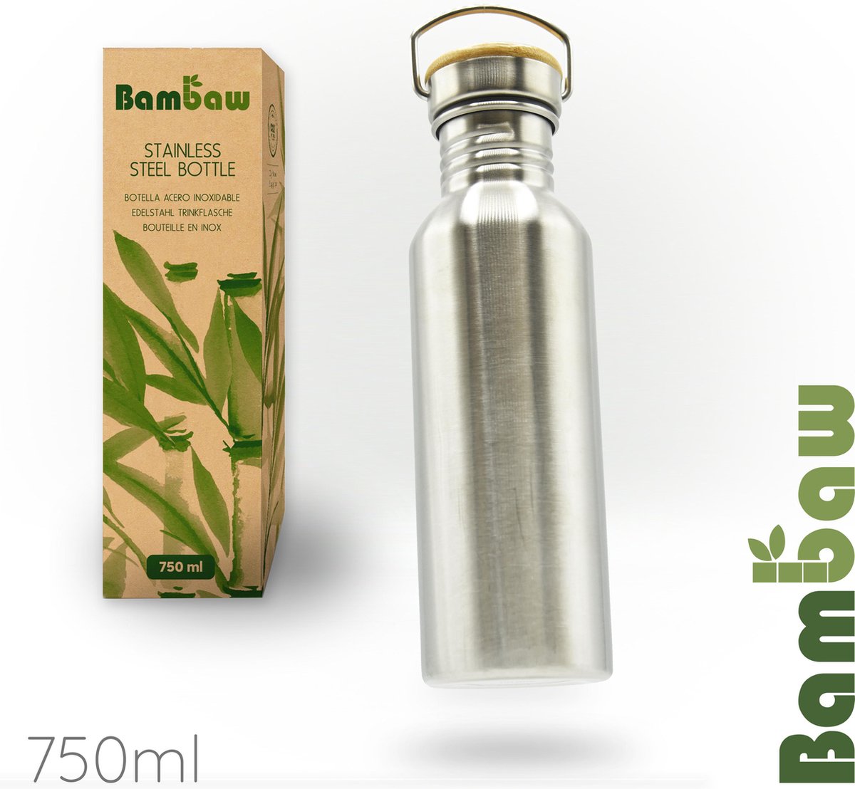Bambaw Waterfles | 750ml | Roestvrij staal | Stevig en milieuvriendelijk