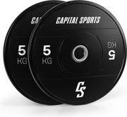 CAPITAL SPORTS Elongate - bumper plates 2 x 5kg - gewichtsschijven - hard rubber -  opening van 50