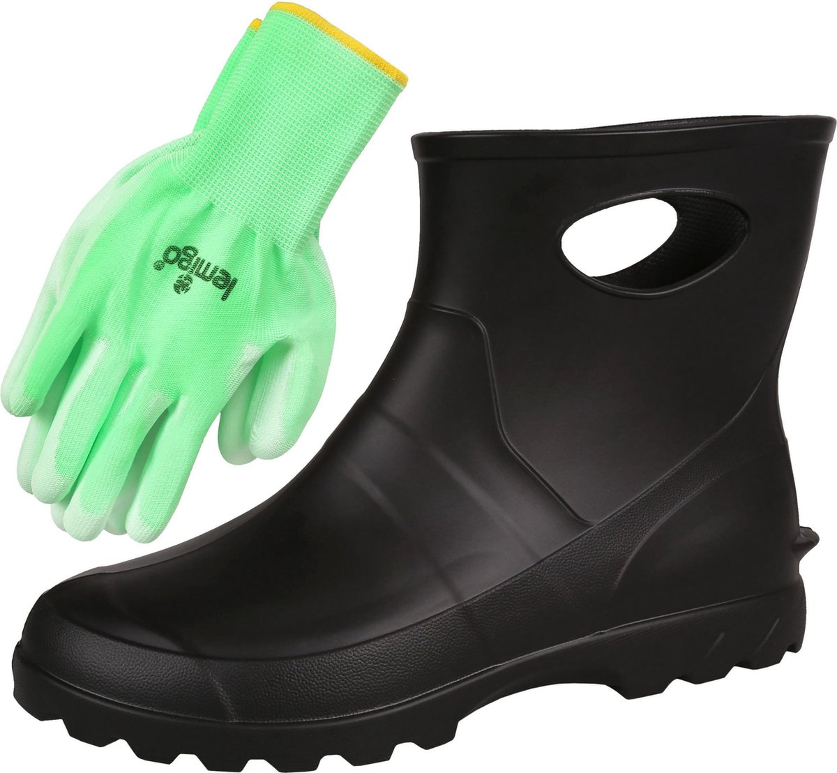 Zwarte Lemigo Regenlaarzen voor Tuin + Tuinhandschoenen Maat - 42
